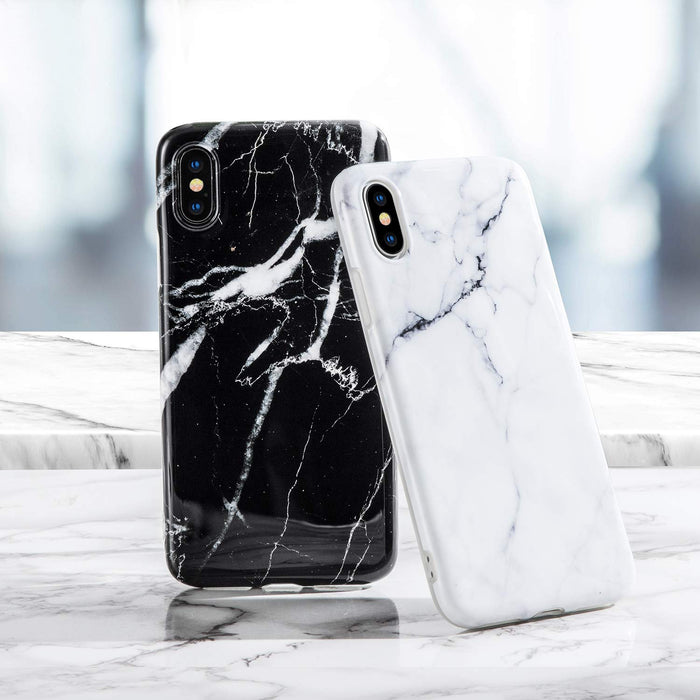 iPhone X I iPhone XS Marble Glass Silicone Case Cover (Assorted Color)