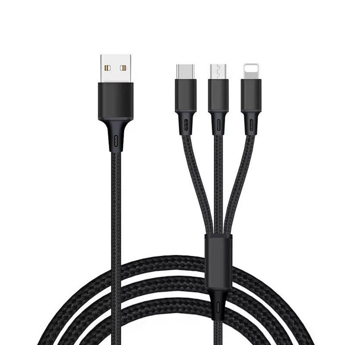 3 in 1 Multi Functional USB Data Cable - Lightning/Micro/Type C (Box Packaging)