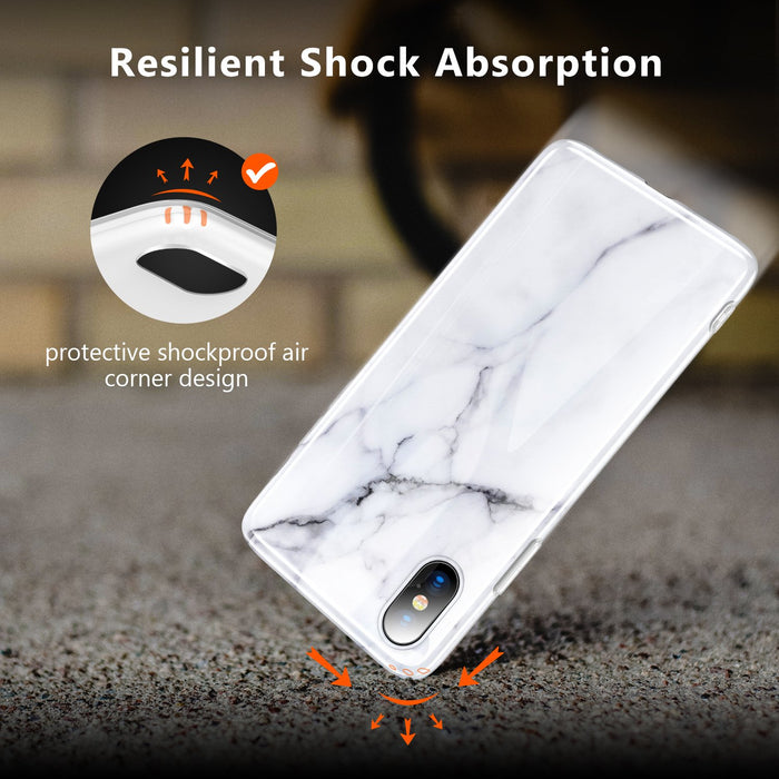 iPhone X I iPhone XS Marble Glass Silicone Case Cover (Assorted Color)