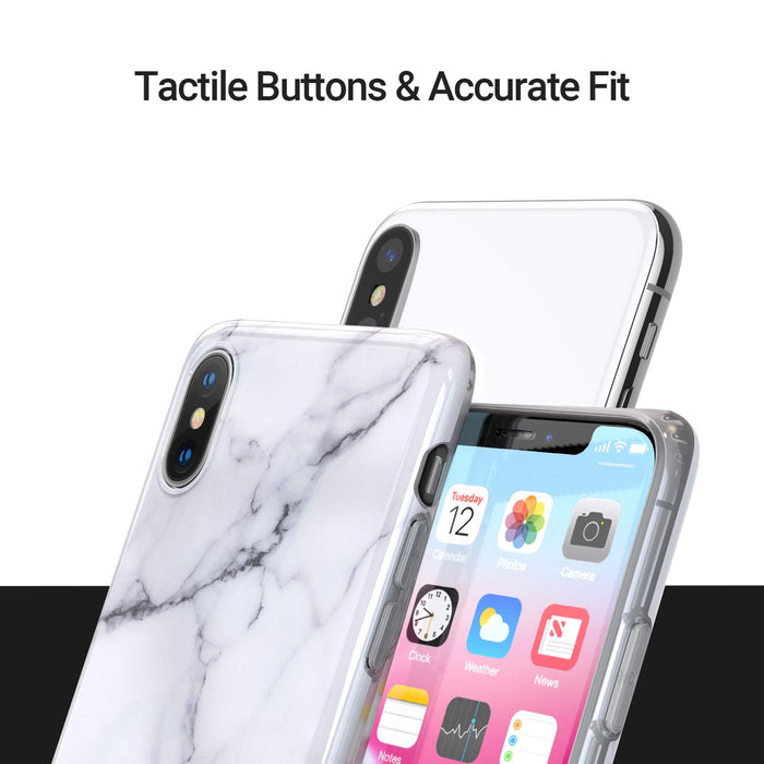 iPhone X I iPhone XS Marble Glass Silicone Case Cover (Assorted Color)