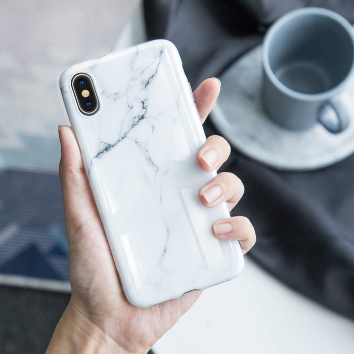 iPhone X I iPhone XS Marble Glass Silicone Case Cover (Assorted Color)