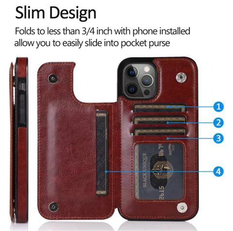 Flip Leather Case Multi Card Holder for iPhone 14, iPhone 14 Pro, iPhone 14 Plus, iPhone 14 Pro Max