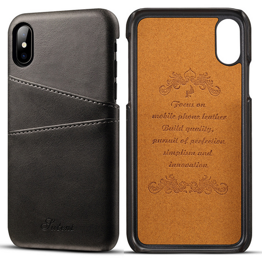 iPhone X/Xs Wallet Case with Credit Card Holder, Synthetic Leather Slim Back Cover Protective Case