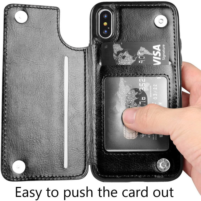 iPhone 12 / iPhone 12 Pro Slim Fit Leather Wallet Case Card Slots Shockproof Folio Flip Protective Defender Shell