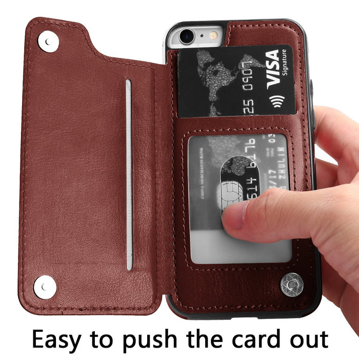 Samsung Galaxy S21 Slim Fit Leather Wallet Case Card Slots Shockproof Folio Flip Protective Defender Shell
