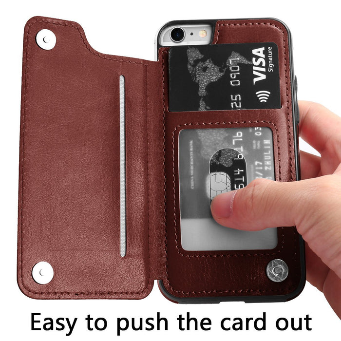 Samsung Galaxy S21 Plus Slim Fit Leather Wallet Case Card Slots Shockproof Folio Flip Protective Defender Shell