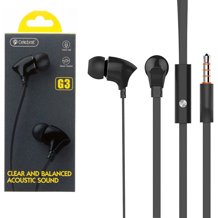 Celebrat G3 Wired Headset with Volume Control & Mic