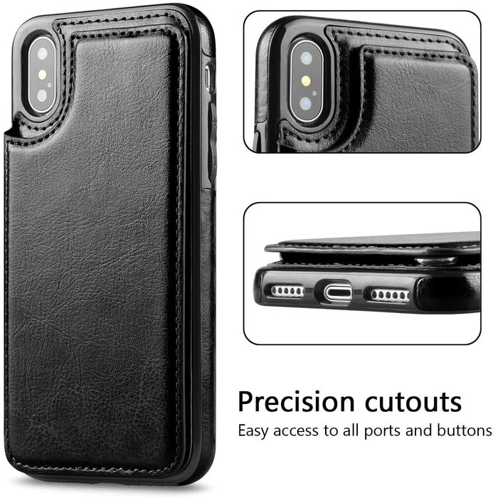 iPhone 12 Mini Slim Fit Leather Wallet Case Card Slots Shockproof Folio Flip Protective Defender Shell