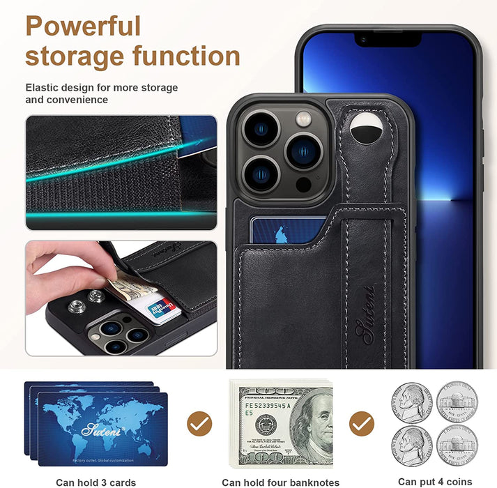 Leather Wallet Case with slim credit card slot holder for iPhone 13 Mini, iPhone 13, iPhone 13 Pro, iPhone 13 Pro Max (Assorted Colors)