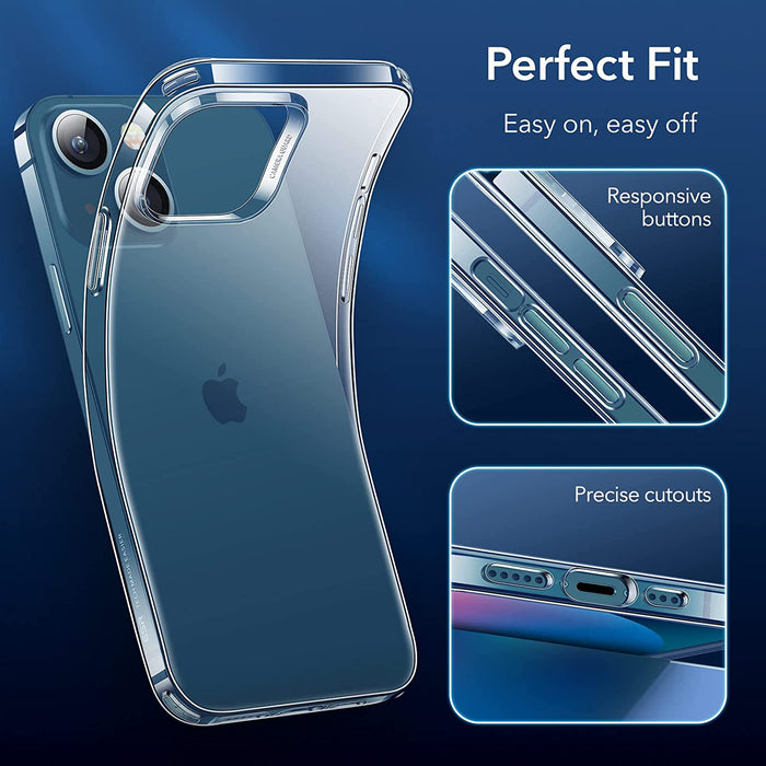 Crystal-Clear Shockproof Thin TPU Case (1.2mm), Yellowing-Resistant Slim Transparent Case for iPhone 12 & iPhone 13 Series
