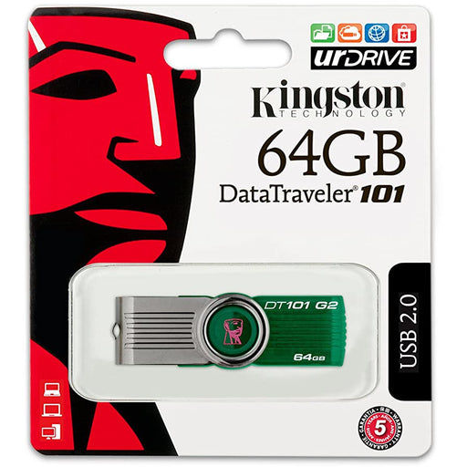 Kingston Digital 64GB DataTraveler 101 G2 USB 2.0 Drive (DT101G2/64GB)