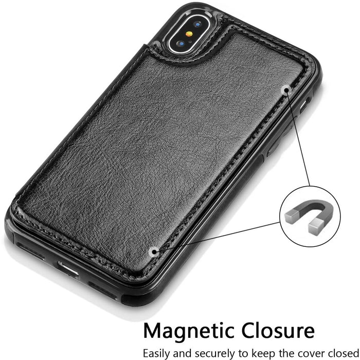 iPhone 11 Pro Max Slim Fit Leather Wallet Case Card Slots Shockproof Folio Flip Protective Defender Shell