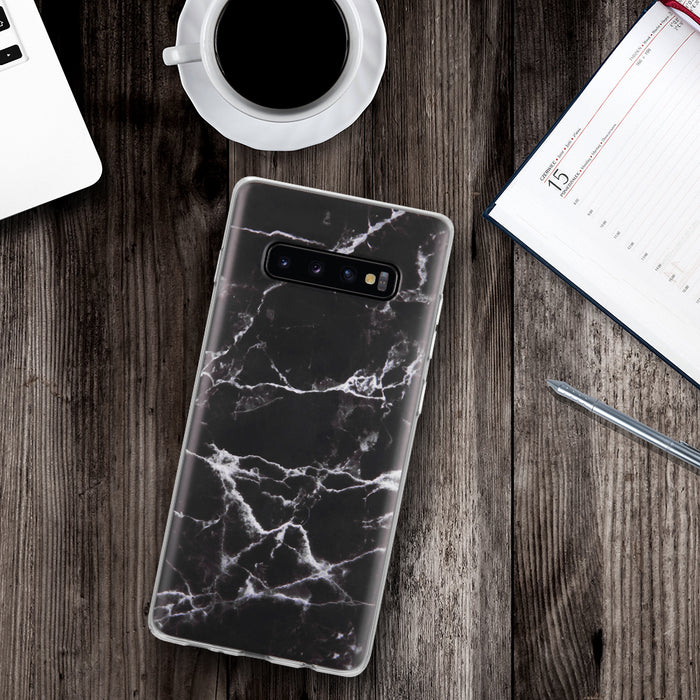 Samsung Galaxy S10 Plus Marble Glass Silicone Case Cover  (Assorted Color)