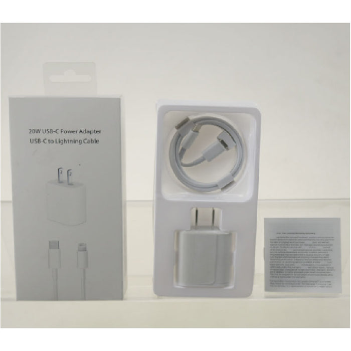 2 in 1 20W Power Adapter with Ligntning to Type C Cable - Home Adapter & USB Data Cable