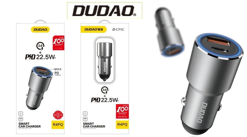 DUDAO Dual Type C  & USB Car Charger 22.5W