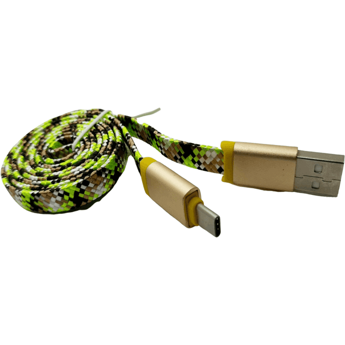 Type C Flat Braided USB Data Charging Cable (3.3 Ft)